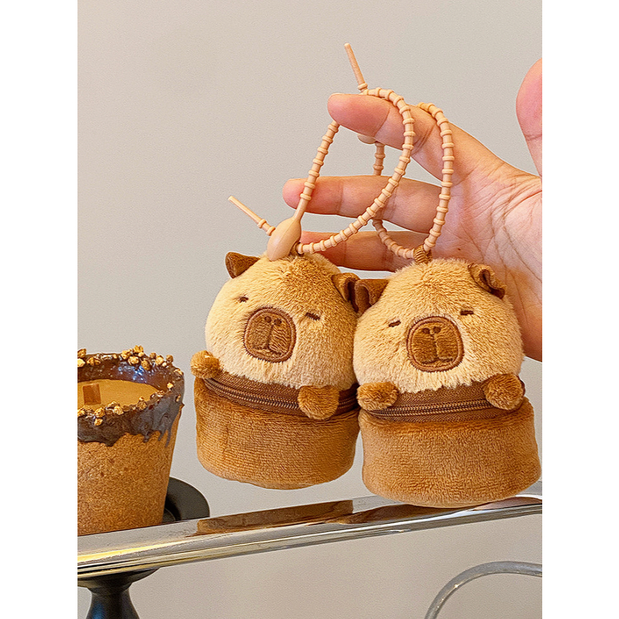 พร้อมส่ง พวงกุญแจ คาปิบาร่า capybara หมามะพร้าว มีช่องใส่ของด้วยในตัว