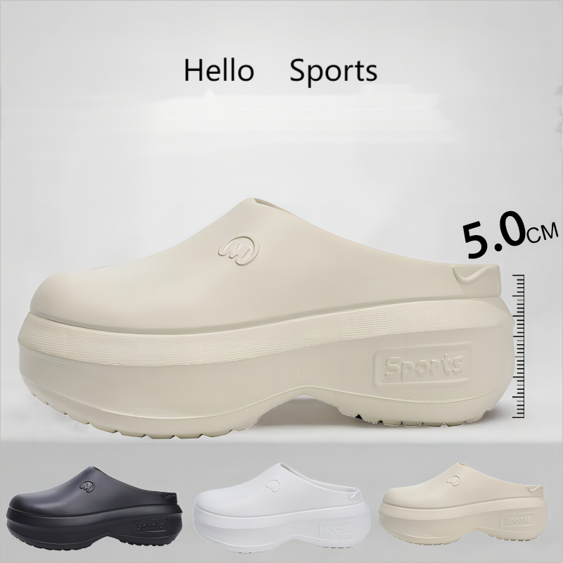 Hello Sport รองเท้าแตะ รองเท้าแตะผู้หญิง รองเท้าหัวโต ขาว 3.5cm พื้นหนา กันลื่น กันน้ำ ทนต่อการสึกหรอ ผู้หญิง 62010