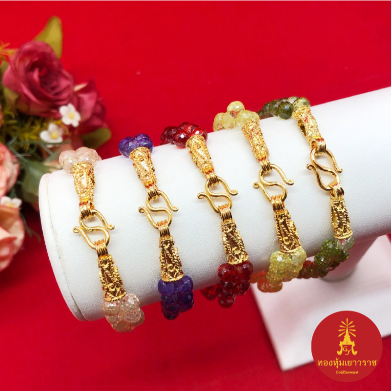 สร้อยข้อมือมณีใต้น้ำแท้ หัวจรวด ความยาว 7 นิ้ว สีแชมเปญ ม่วง โกเมน เหลือง เขียวส่อง ชุบทอง เสริมบารมี ดีไซส์สวย แฟชั่น ราคา ถูกที่สุด ดีลบีเคเค แกลเลอรีภาพที่ 4
