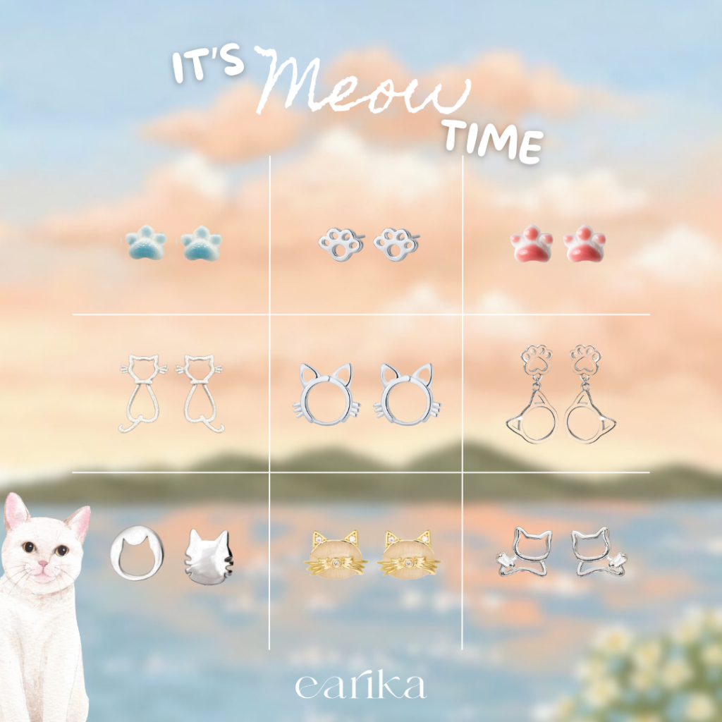 earika.earrings - it's MEOW time ต่างหูน้องเหมียว เงินแท้ชุบ ผิวแพ้ง่ายใส่ได้