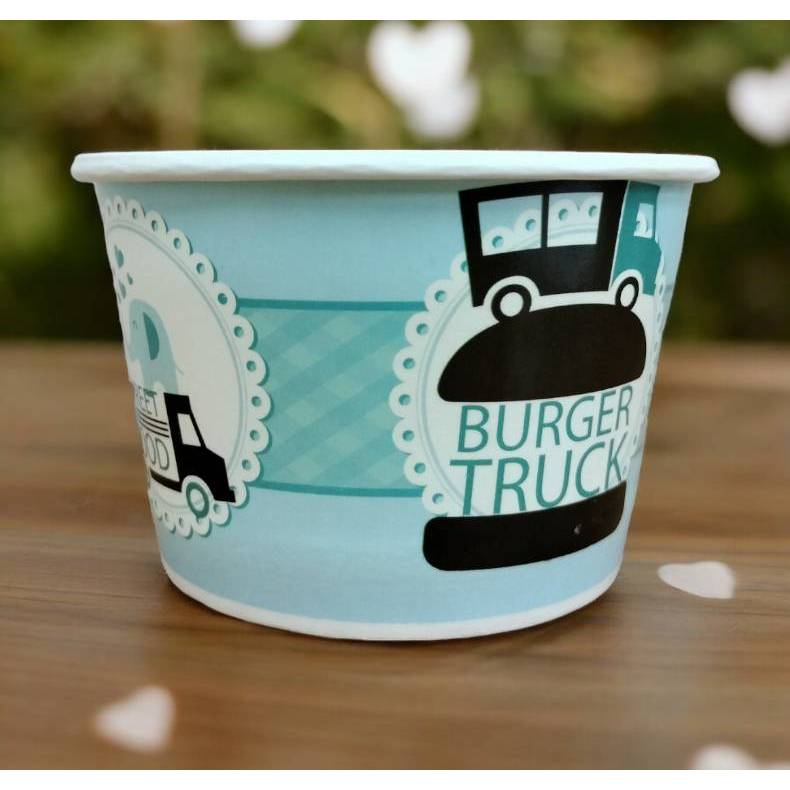 ถ้วยกระดาษ ไอติม ใส่ขนม 260 CC แถวละ 50ใบ ถ้วยไอศกรีม 260cc ทรงสูง ปาก 95 คละลาย