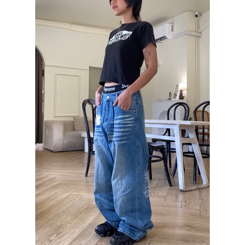 [พร้อมส่ง] Baby Blue Jeans กางเกงยีนส์กระบอกตรงเฟดสวย
