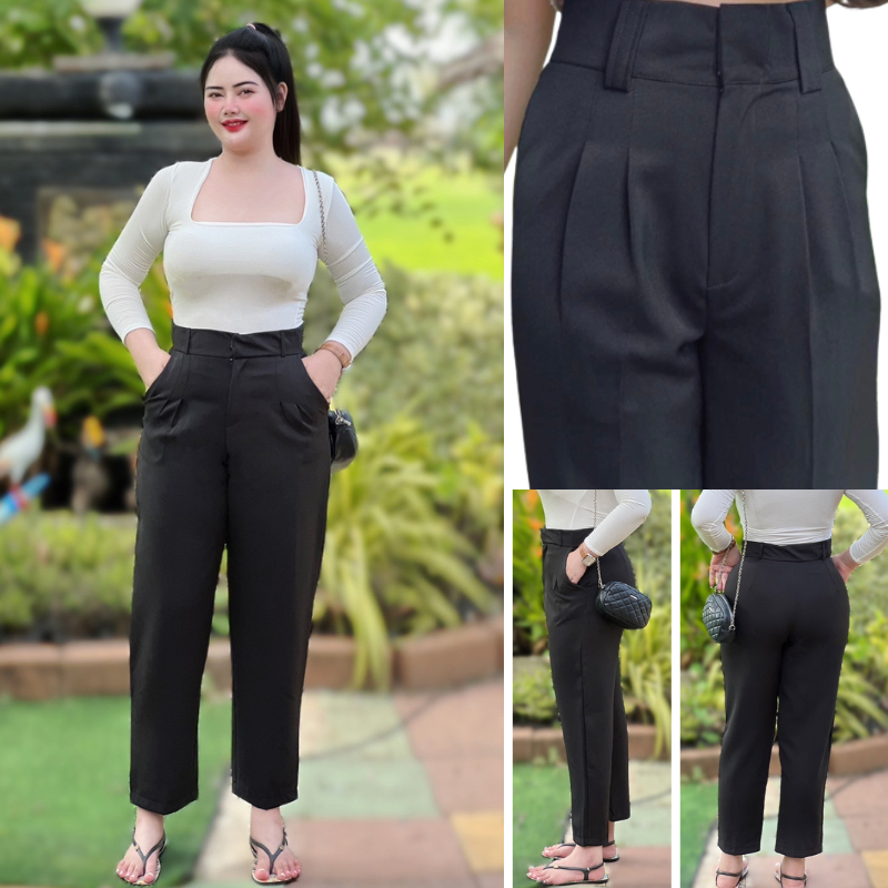 กางเกงทรงบอยขายาว9ส่วน เนื้อผ้าบาบี้(มี3สี)SIZE:XL-4XL
