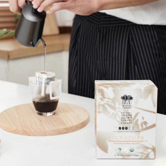 กาแฟมีวนา ซิกเนเจอร์เบลนด์ กาแฟดริป (คั่วกลาง) 6 ซอง/ กล่อง Signature Drip Bag Coffee  6 sachetsx10g