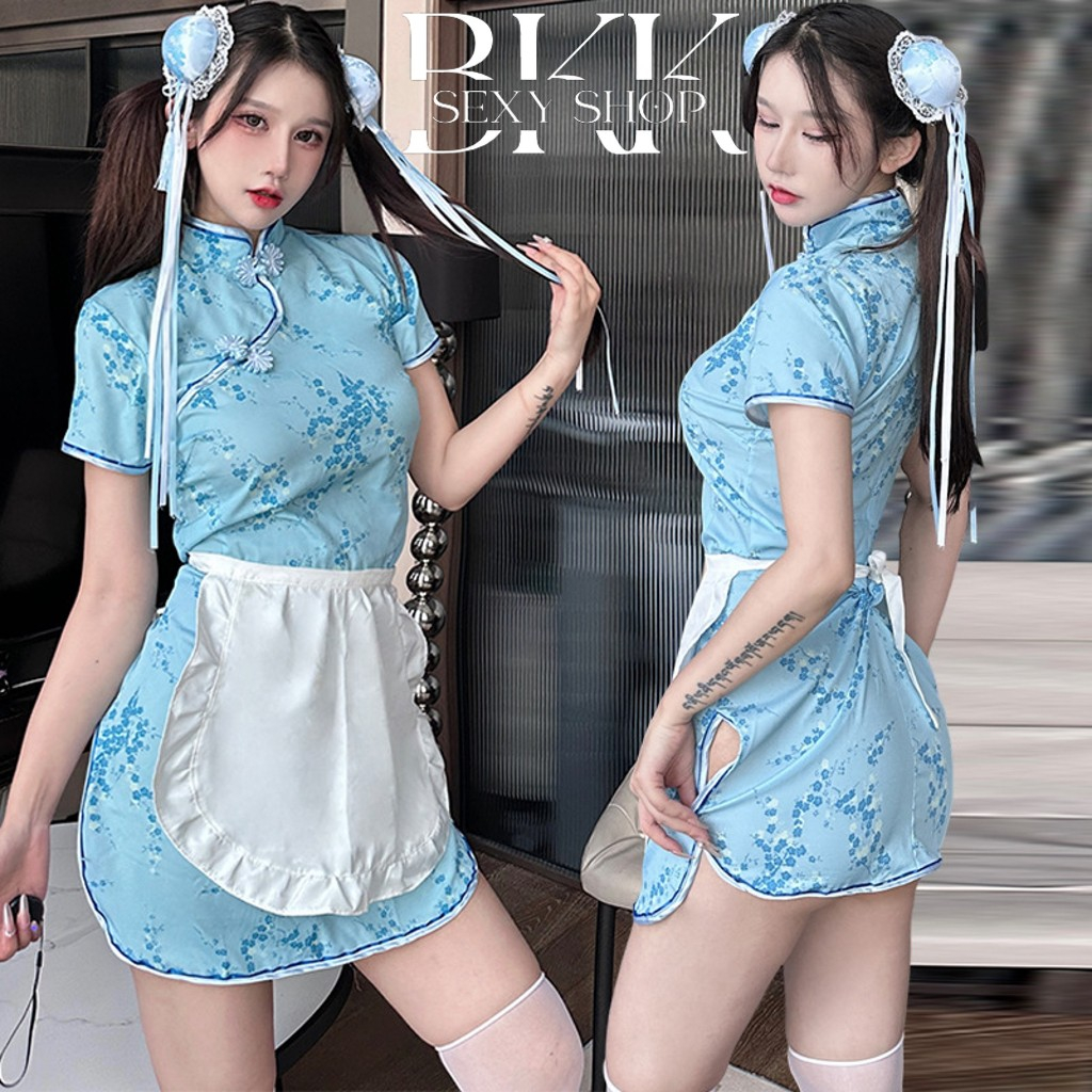 BKK SEXY ชุดกี่เพ้า ชุดจีน ชุดผู้หญิง แหวกข้าง สไตล์สาวจีนน่ารัก ตรงปก B-288