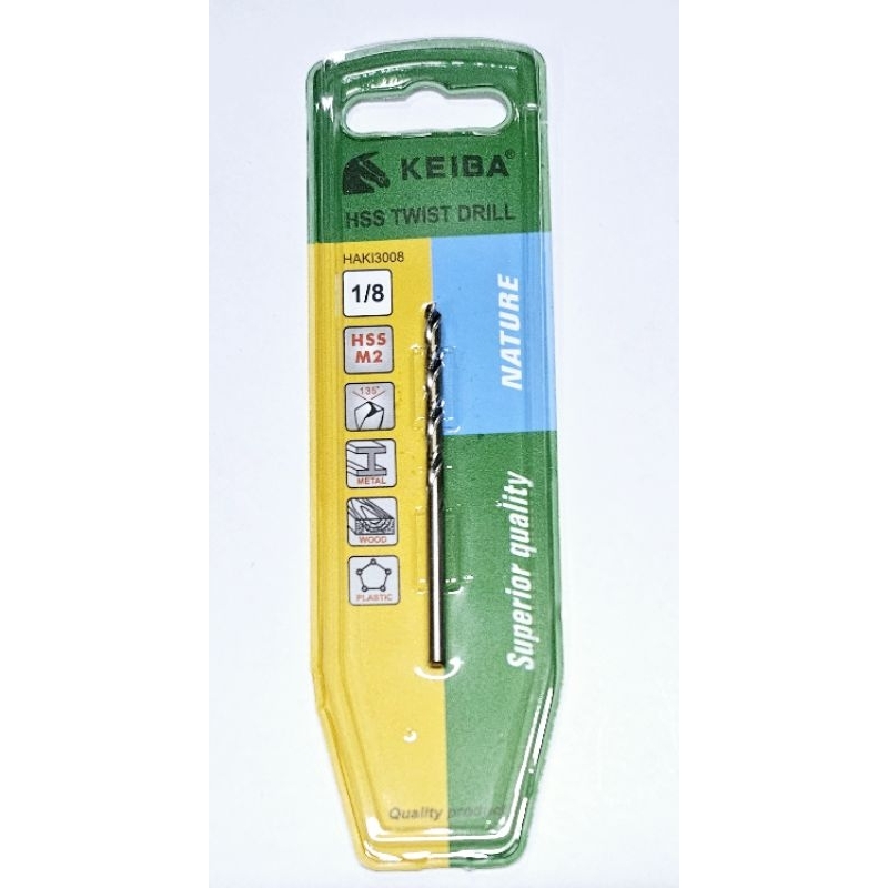 KEIBA HAKI3008 ดอกสว่านเจาะเหล็ก HSS สีขาว รุ่นลับปาก 1/8" ดอกสว่าน1หุน KE-2505001