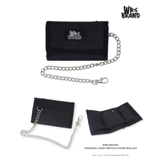 กระเป๋าสตางค์ 3 พับ สีดำ พร้อมกับโซ่ไว้คล้องกับกางเกงตัวโปรด WRS ORIGINAL LOGO TRIFOLD CHAIN WALLET