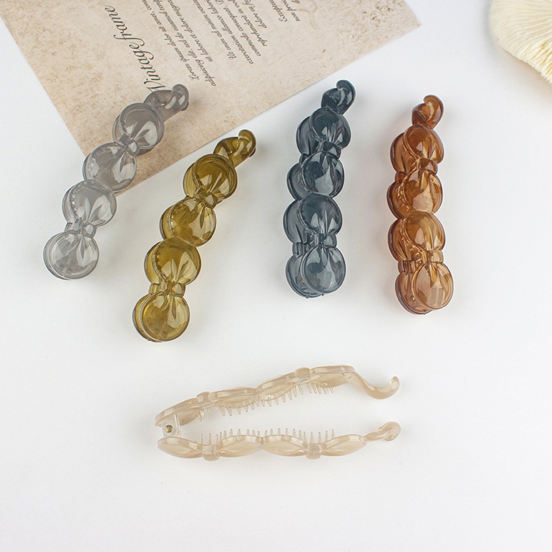 [B053] กิ๊บหนีบผมแฟชั่นเกาหลี กิ๊บกล้วยสีวุ้นใสกิ๊บติดผมรูปโบว์ 4 สี ขนาด 10.5 cm