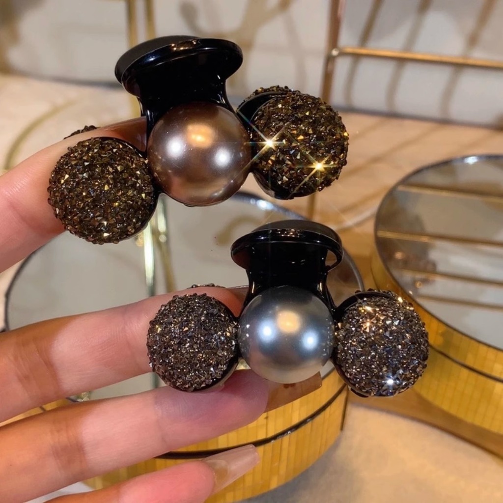 [L01] กิ๊บติดผมขนาดเล็กประดับไข่มุกพลอยเทียม 2 สี กิ๊บหนีบผมขนาดเล็ก สีเงินและสีทอง