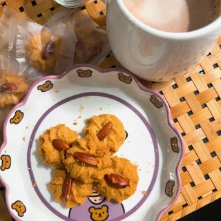 KETO คุ้กกี้คีโต รสวานิลลาอัลมอนต์ ไร้แป้ง ไร้น้ำตาล หวานน้อย หอมเนย