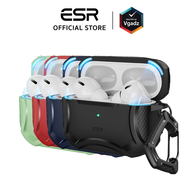 ESR เคสสำหรับ AirPods Pro 2/1 รุ่น Cyber Armor Tough with HaloLock