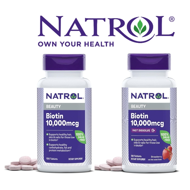 Natrol Biotin 10,000 mcg, 100 Tablets, 60 Tablets