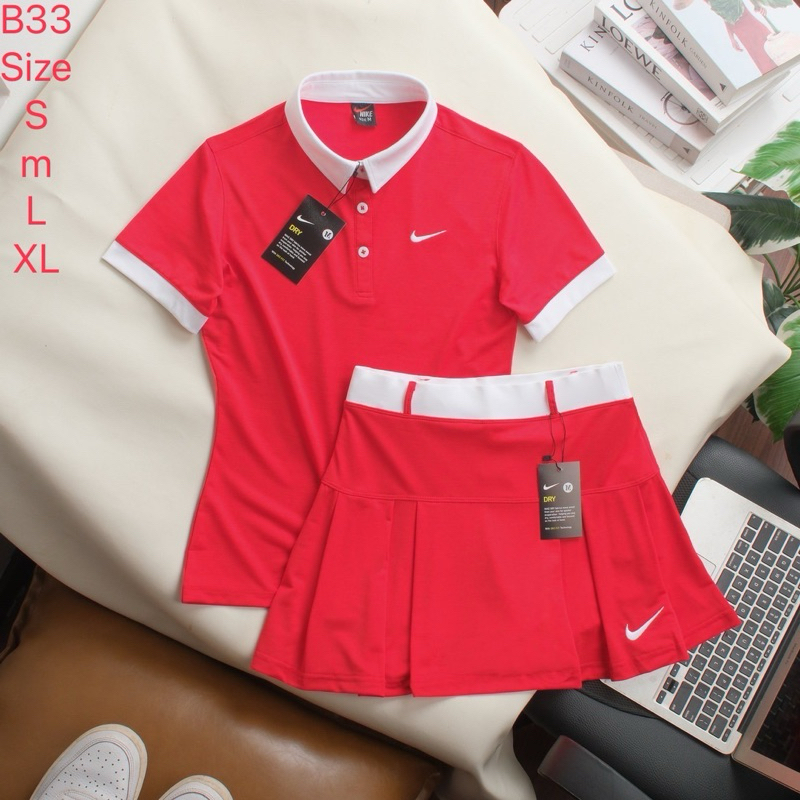 ชุดตีกอล์ฟผู้หญิง เสือแขนยาว กระโปรงมีซับในขาสั้น Set Golf M11