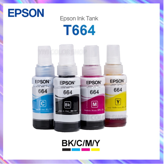 หมึก EPSONของแท้ 100% 664 Original T6641T6642 T6643 T6644 หมึกแท้ L-Series L100 L120 L200 L210 L220 