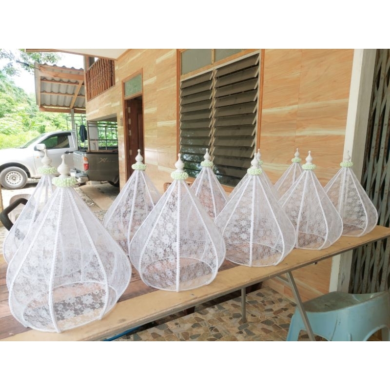 ฝาชีครอบขันหมาก ฝาชีมุ้งสีขาว