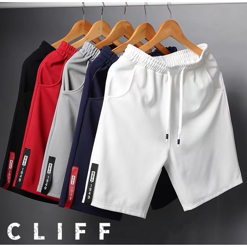 CLIFF กางเกงขาสั้นลำลอง ผู้ชาย แบบบาง ใส่สบายระบายอากาศได้ดี ตกแต่งป้ายแฟชั่น หลายสีให้เลือก