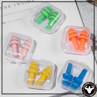 ที่อุดหูกันเสียง ปลั๊กอุดหูลดเสียง เอียร์ปลั๊ก สำหรับเรียนว่ายน้ำ Earplugs พร้อมกล่อง 1 คู่ ปลั๊กอุดหูซิลิโคน