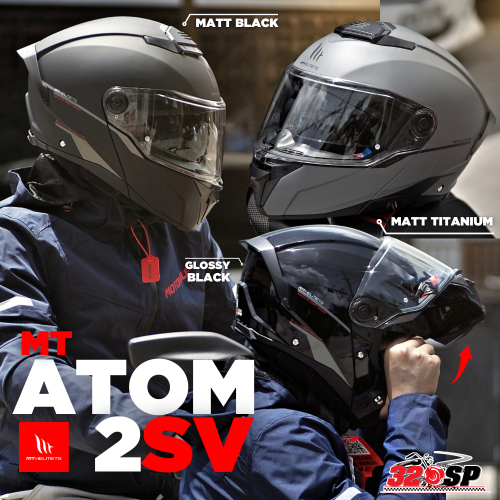 หมวกกันน็อคยกคาง MT รุ่น ATOM 2 SV : ATOM1 รุ่นใหม่ล่าสุด แบรนด์จากประเทศสเปน ส่งไว!! 320SP