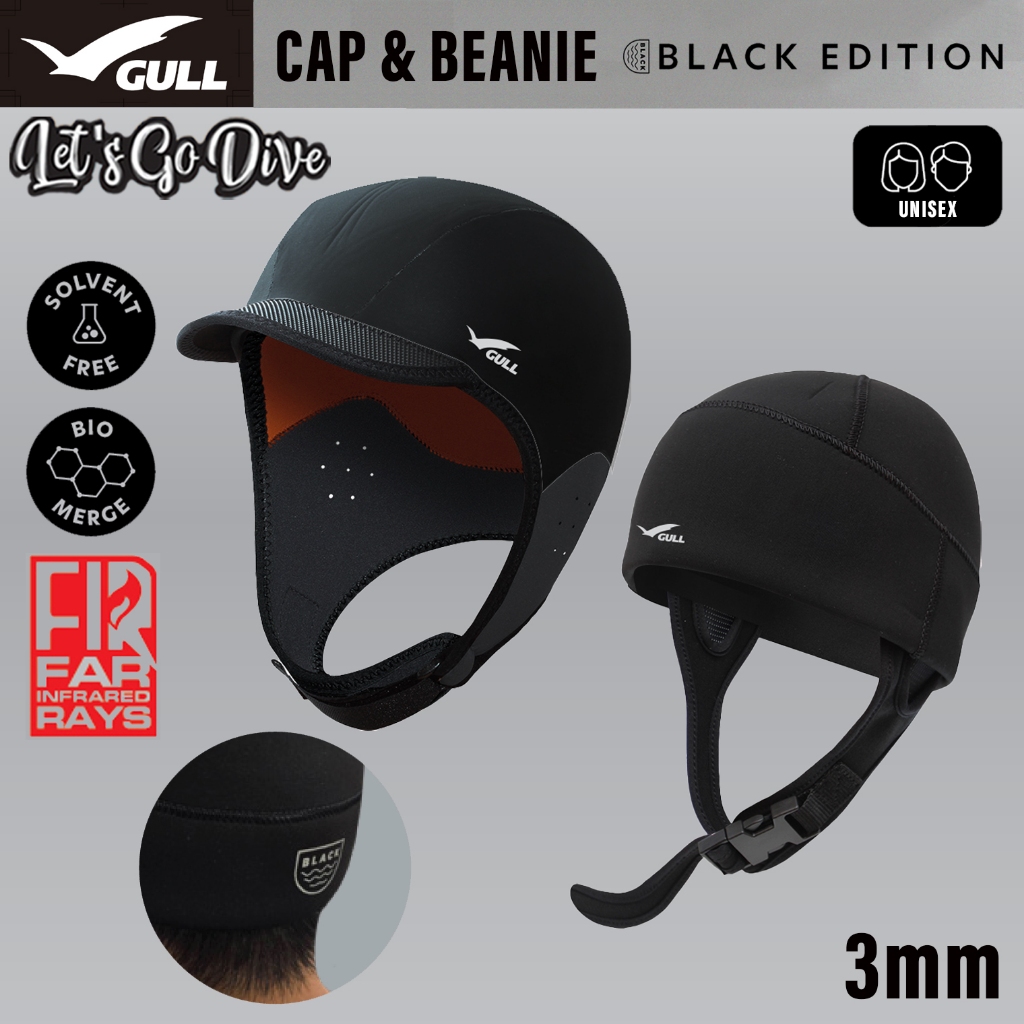 GULL - CAP & BEANIE Black Edition - หมวกดำน้ำ 3mm ใส่ง่าย อบอุ่น