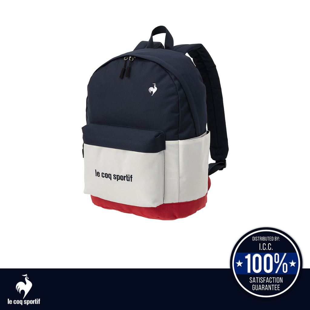 le coq sportif กระเป๋าเป้ สีกรม-ขาว-แดง (Backpack, กระเป๋าเป้, กระเป๋าสะพาย, bag, lecoq, เลอค็อก)