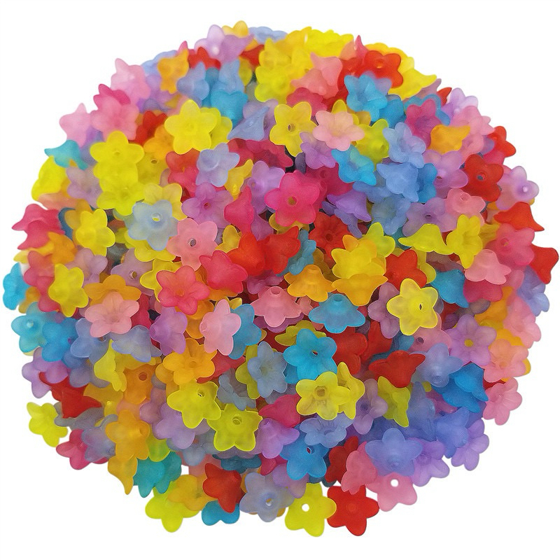 ลูกปัดอะคริลิคใสลายดอกไม้