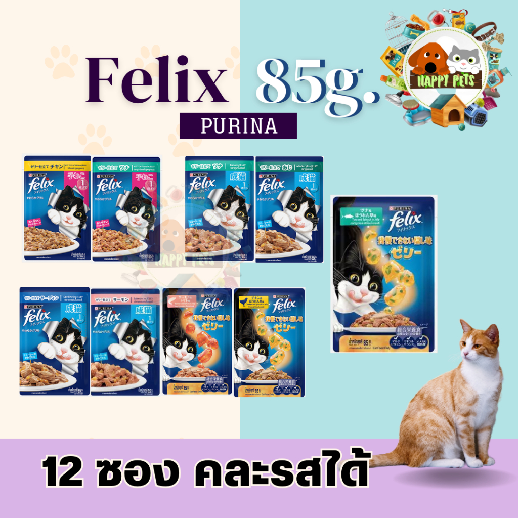อาหารแมวชนิดเปียกเฟลิกซ์ ยกโหล (12 ซอง )ขนาด 85 G