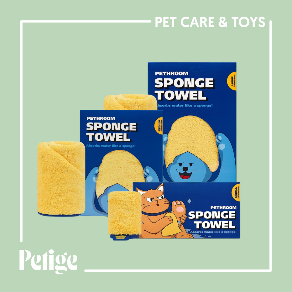 Pethroom Sponge Towel & Pethroom Magic Glove ผ้าขนหนูและถุงมือผ้าสำหรับสัตว์เลี้ยงนำเข้าจากเกาหลี