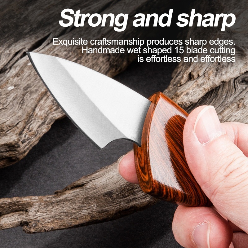 ด้ามจับลายไม้เดินป่ามินิ มีดขนาดเล็ก กลางแจ้ง พร้อมปลอกลายไม้Outdoor Pocket Knife พร้อมส่ง มีดไม้