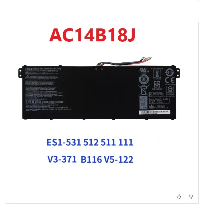 ✨ แบตเตอรี่ For ACER AC14B18J AC14B13J Aspire A315-53G E3-111 E3-112 E3-112M ES1-311 Acer Chromebook 11 CB3-111