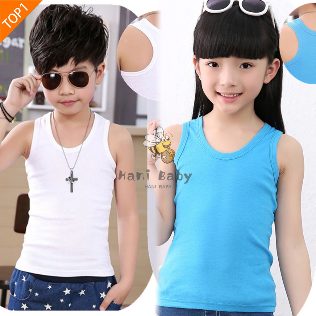 เสื้อกล้ามสีดำเด็ก เสื้อเเขนกุดเด็กโต เด็กผญ ผช เนื้อผ้านิ่ม ระบายอากาศดี พร้อมส่ง