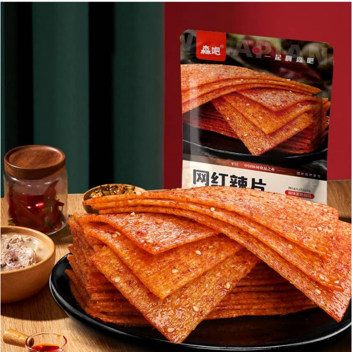 ขนมเต้าหู้ ล่าเถียว เซนบะ หลากหลายเส้น ขนมของเมืองผิงเจียง ประเทศจีน 65g