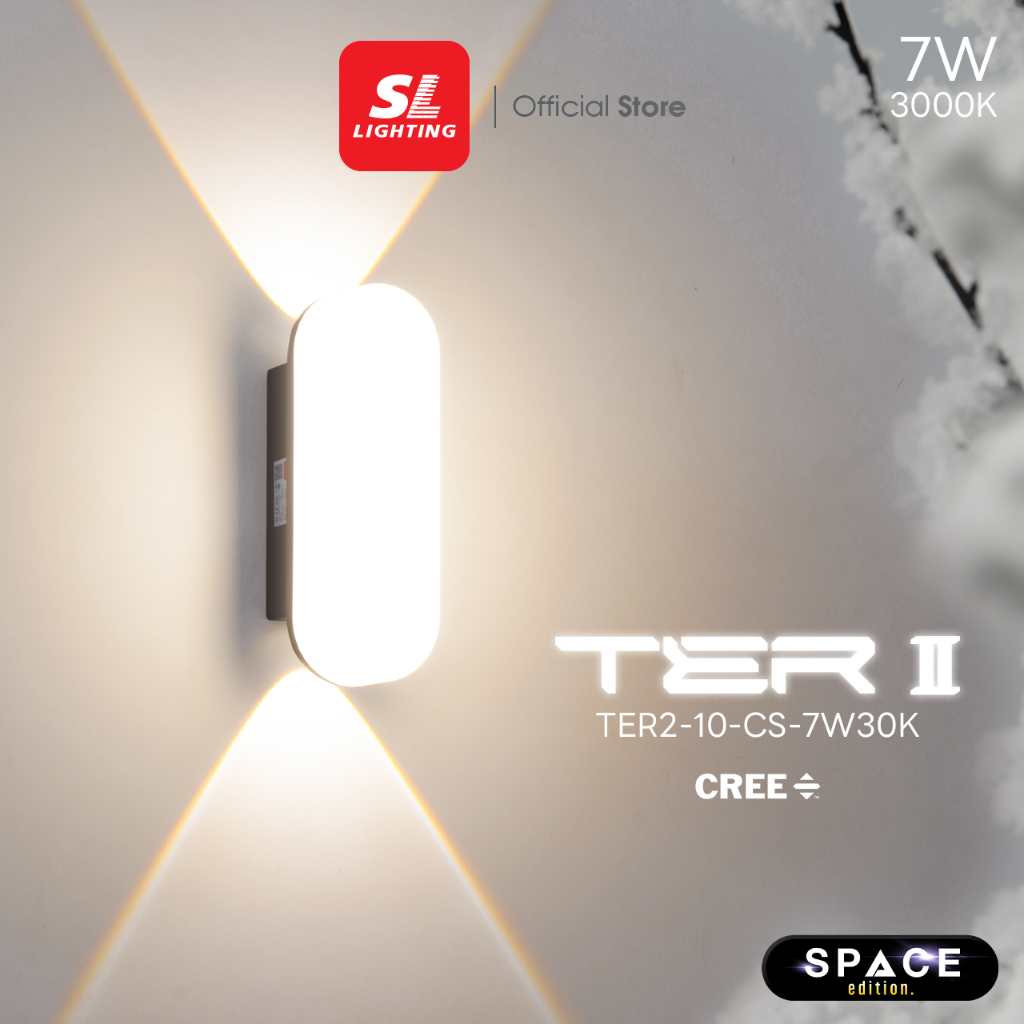 SL LIGHTING | Outer Space โคมไฟติดผนังภายนอก LED 7W 3000K วัสดุ Die-Casting Aluminium ทรงมนแนวตั้ง 2WAYS รุ่น TER2-10-CS