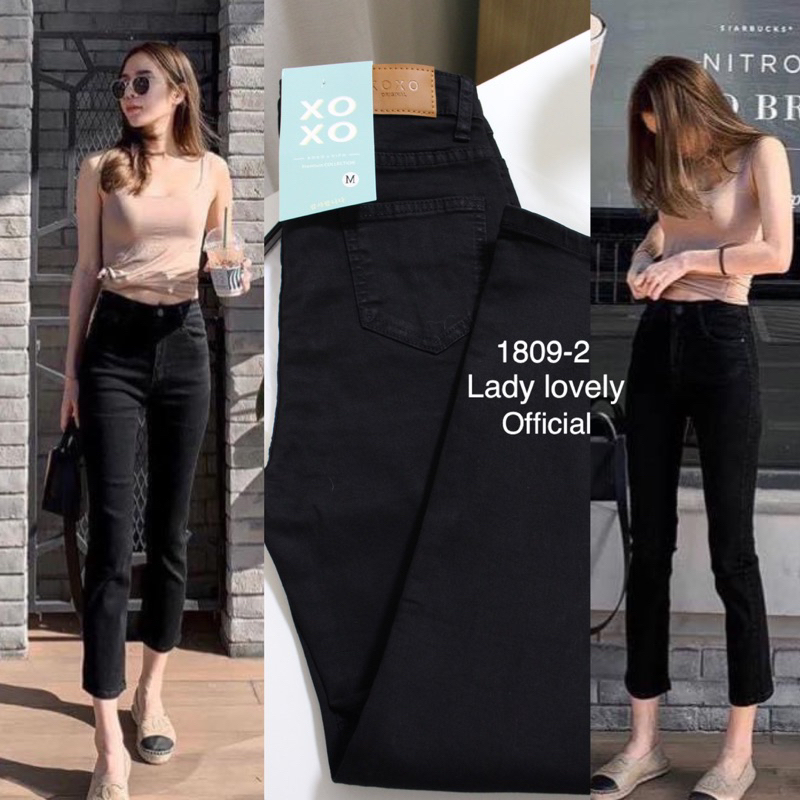 1809-2 ดำกระบอก [พร้อมส่ง] กางเกงยีนส์ งานป้ายแบรนด์ XOXO ของแท้