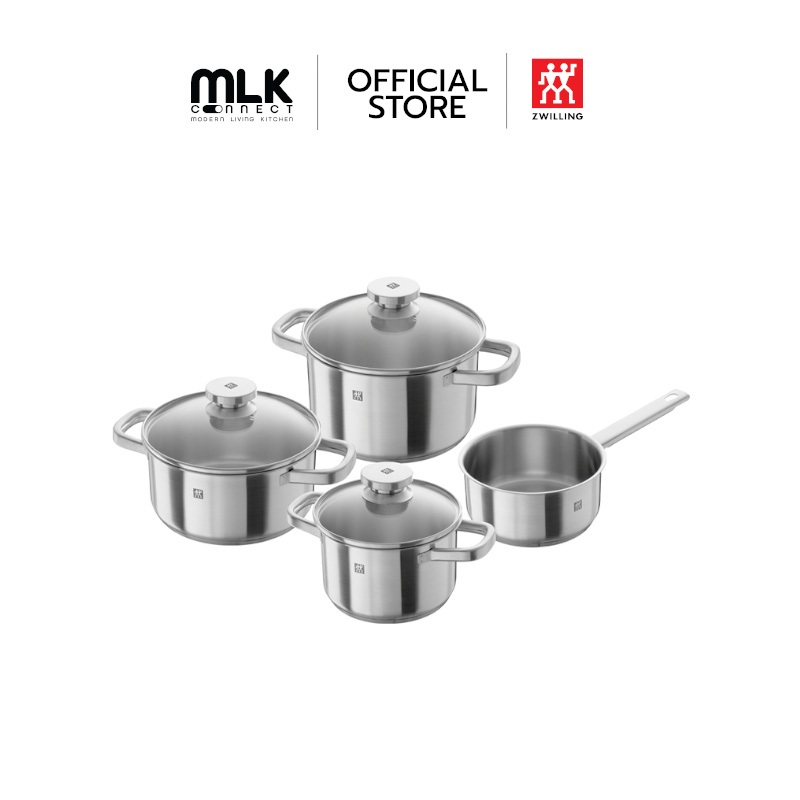 ZWILLING ชุดหม้อสแตนเลสสตีลรุ่น Zwilling Joy กระจายความร้อนได้ดี 4 ชิ้น สีเงิน N64040005