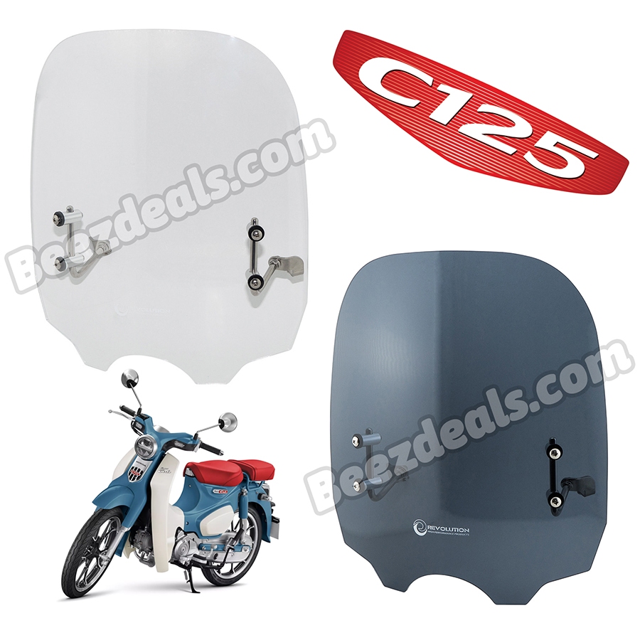 Revolution บังไมล์ ชิลล์หน้า + ขายึดรูกระจกสแตนเลส Honda C125 Super Cub
