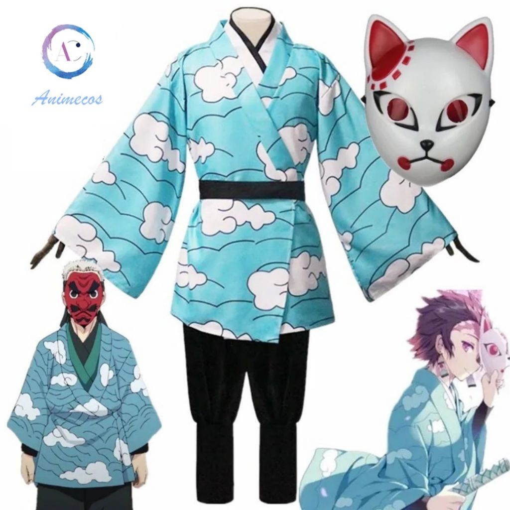 อะนิเมะ Demon Slayer Kamado Tanjirou คอสตูมคอสเพลย์สำหรับเด็ก กิโมโน คิเมสึ โนะ ไยบะ เครื่องแบบ