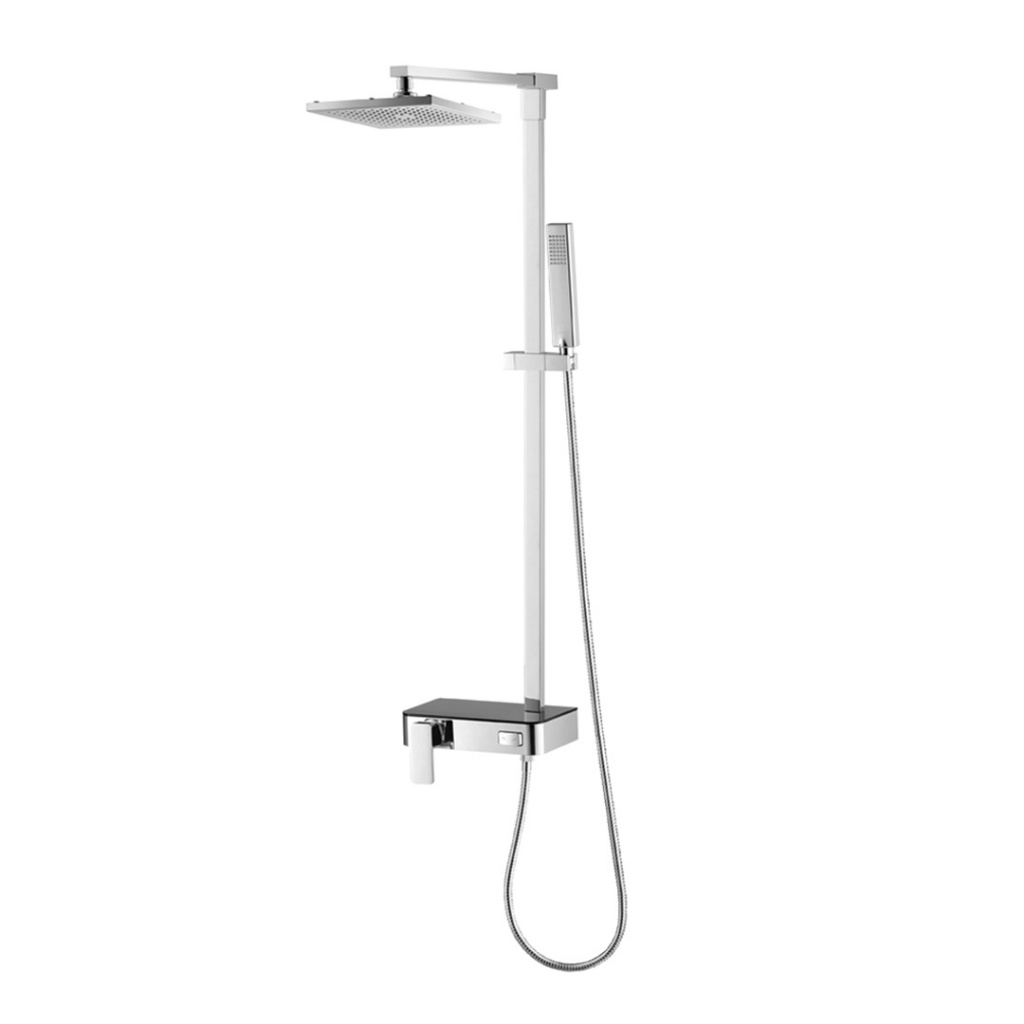 COTTO CT2241W ก๊อกผสมยืนอาบน้ำพร้อมฝักบัวสายอ่อน 1 ฟังก์ชั่นและฝักบัวก้านแข็งขนาด 8X8 นิ้ว