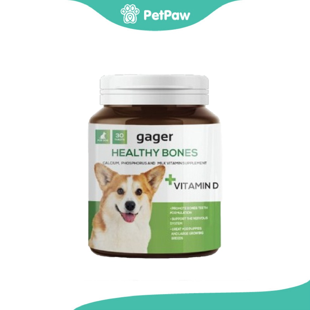 Gager (กาเจอร์) Healthy Bones  วิตามินสำหรับสุนัข สูตร บำรุงกระดูก 30เม็ด/กระปุก(1pcs)