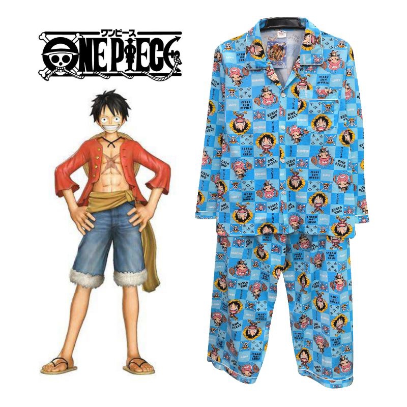 ชุดนอนผ้ายืด ลายวันพีช สำหรับเด็ก ลิขสิทธิ์แท้ ONEPIECE มีสามสี ฟ้า เทา น้ำเงิน ราคา ถูกที่สุด ดีลบีเคเค