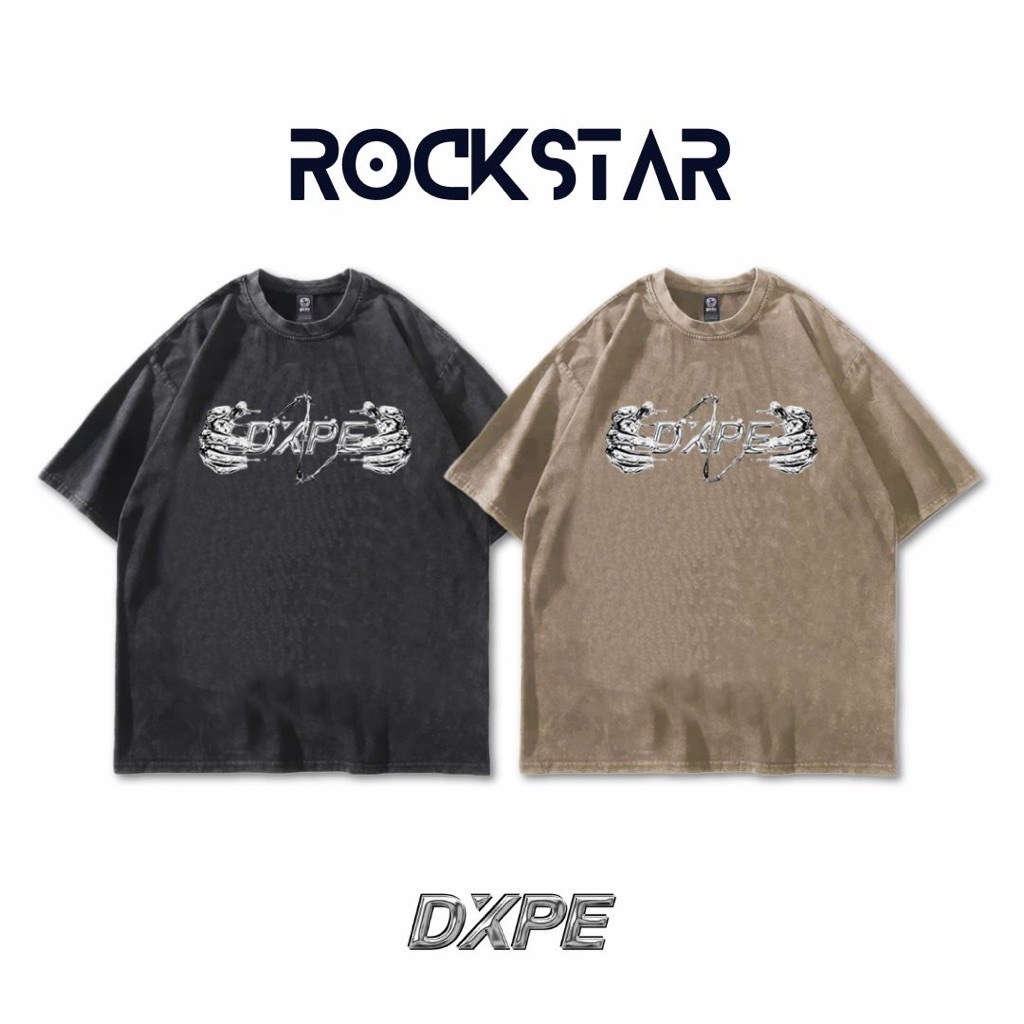 เสื้อยืดแขนสั้น เสื้อยืดผ้าคอตตอน แนวสตรีท DXPE - Rock Star Oversize Tee