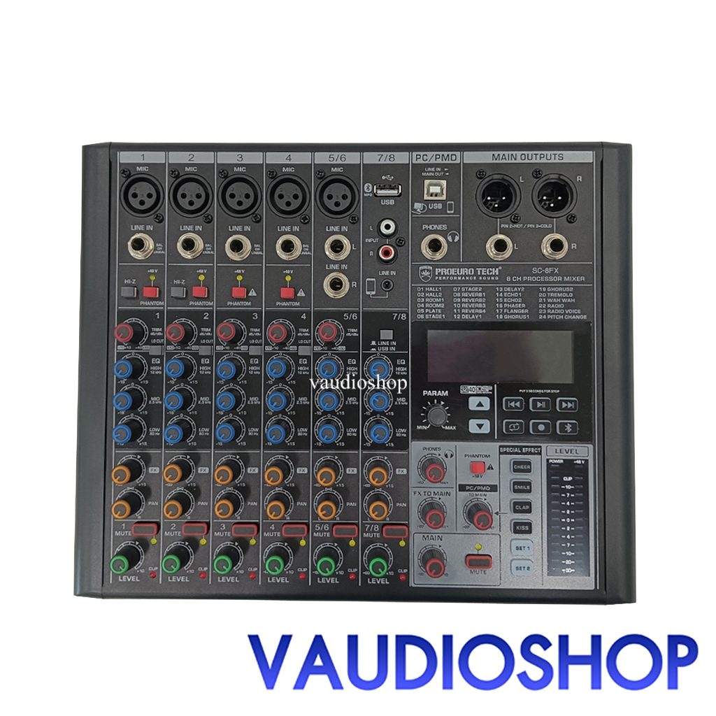 PROEUROTECH SC-8FX มิกเซอร์ 8 แชนแนล+บลูทูธ+เอฟเฟก 24DSP โปรยูโรเทค SC8FX Mixer EUROTECH