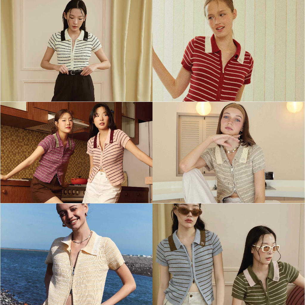 Cookie Knit Top เสื้อไหมพรมทอลายเส้น มีดีเทลเป็นซิปด้านหน้า