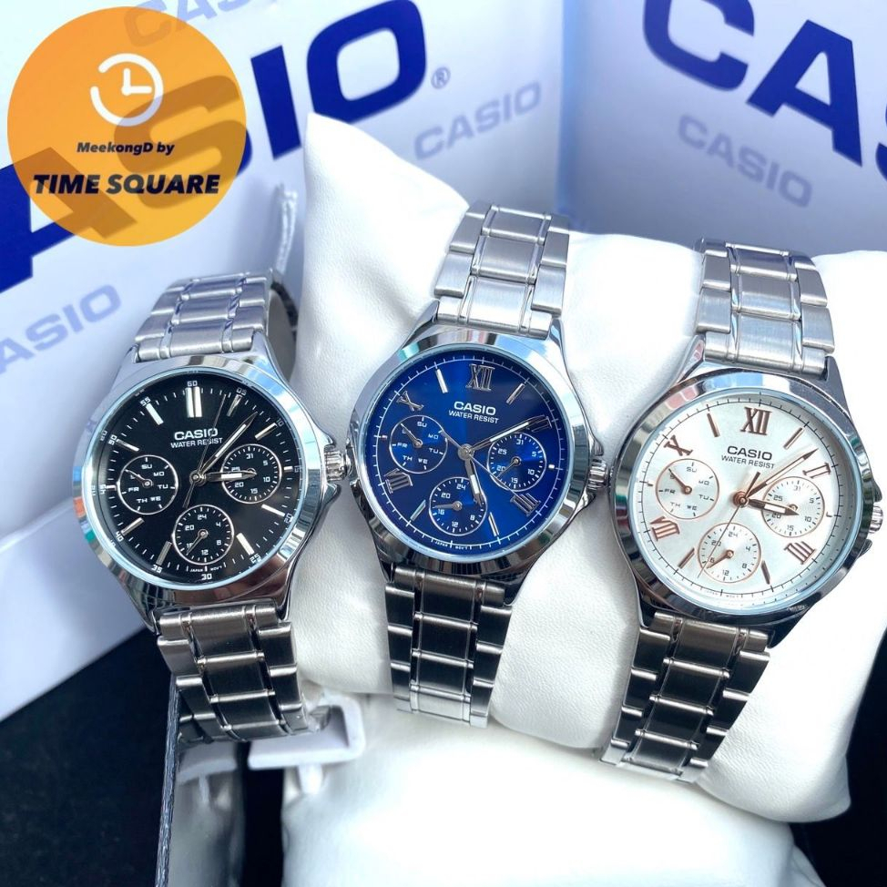 CASIO LTP-V300D หน้าปัด33มม. นาฬิกาหญิง สายสแตนเลส กันน้ำ คาสิโอแท้ รับประกันศูนย์1ปี