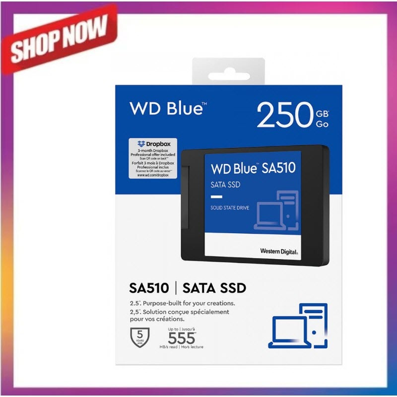 เอสเอสดี ยี่ห้อ WD 250 GB SSD SATA WD BLUE SA510 (WDS250G3B0A) ประกัน 3 ปี