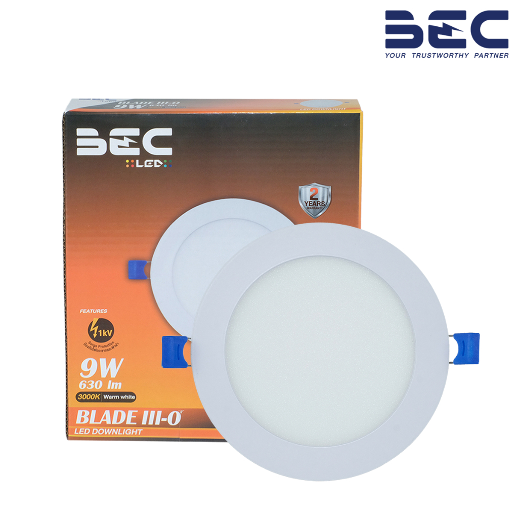 BEC BLADE III-O 9W ดาวน์ไลท์ฝังฝ่า LED ทรงกลม รับประกัน 2 ปี แสงวอร์มไวท์,คูลไวท์,เดย์ไลท์