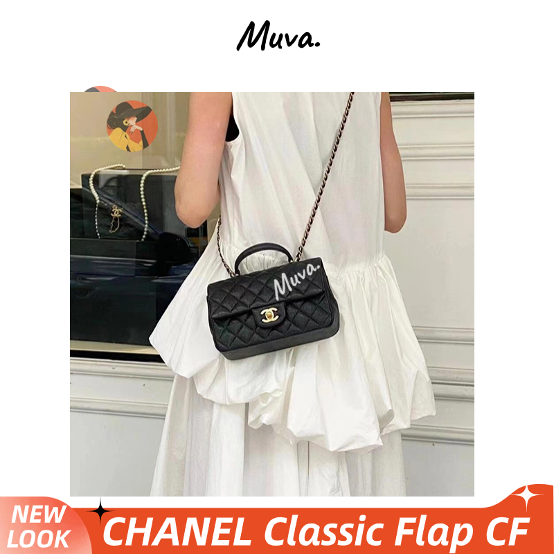 1 ชาแนล👜Chanel Classic Flap CF Women/Shoulder Bag กระเป๋าหูหิ้ว/กระเป๋าสายโซ่