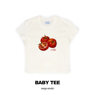 resign studio เสื้อยืด baby tee ลาย tomato v2