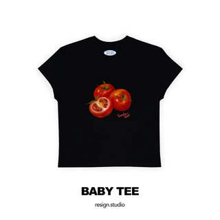 resign studio เสื้อยืด baby tee ลาย tomato v2