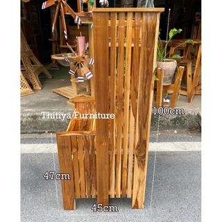 ชั้นวางของอเนกประสงค์ ไม้สักแท้ ชั้นเข้ามุม แบบไล่ระดับ ขนาด45x65x100ซม.