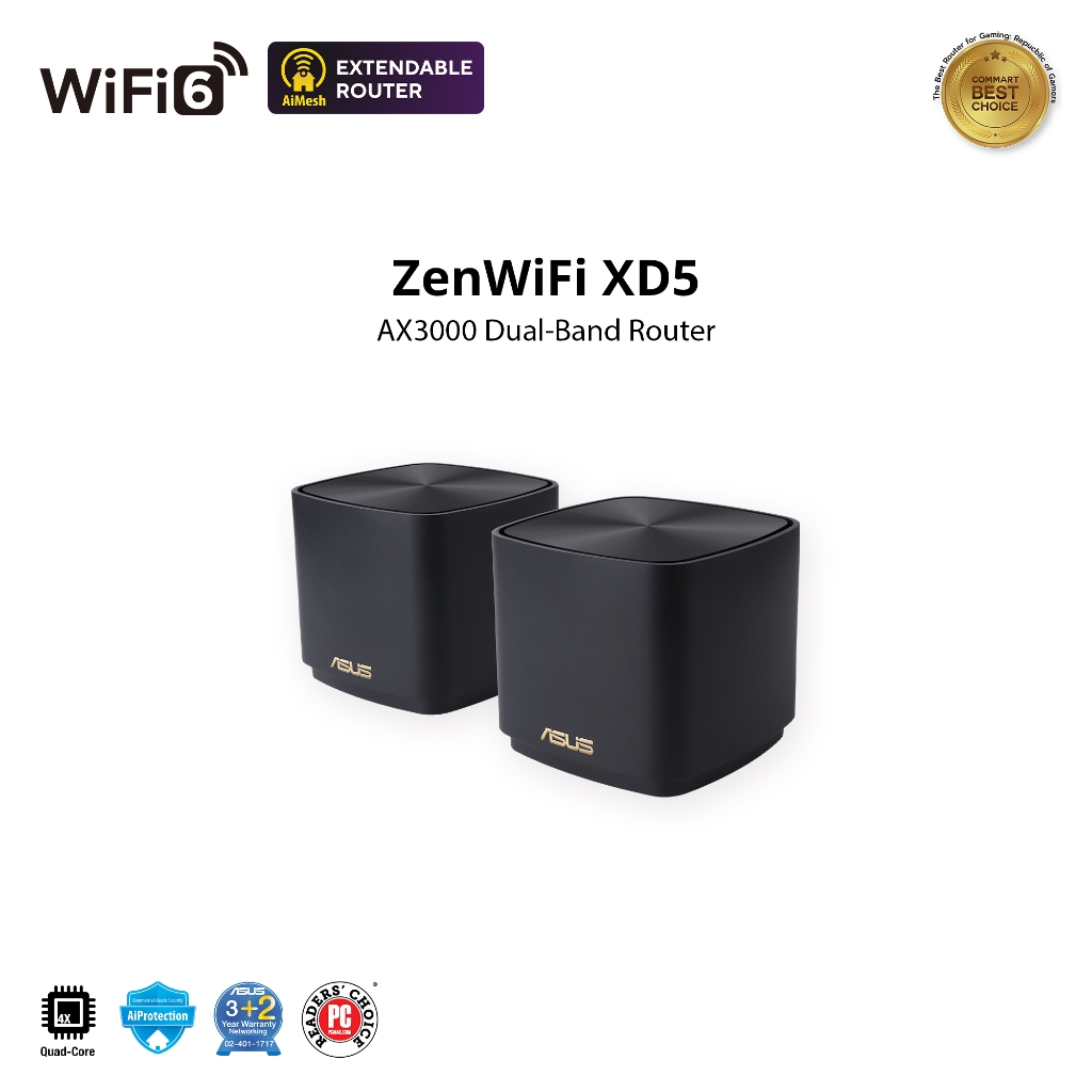 ASUS ตัวขยายสัญญาณ ZenWiFi XD5 (B-2-PK) ROUTER  AX3000 DUAL-BAND WIFI 6 network